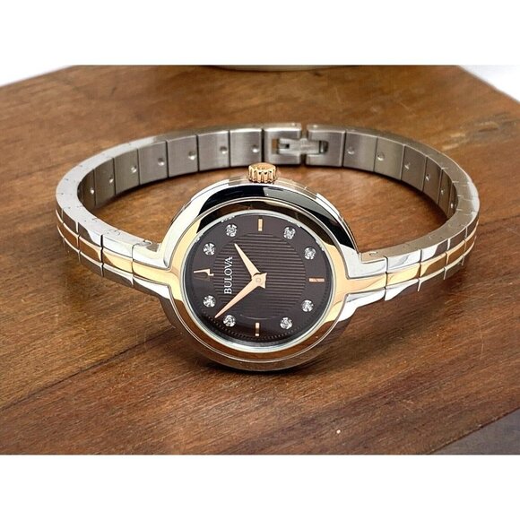 Bulova Women's Watch 98P194 Quartz Bangle Diamond Dial Rose Gold Silver … - Picture 8 of 14